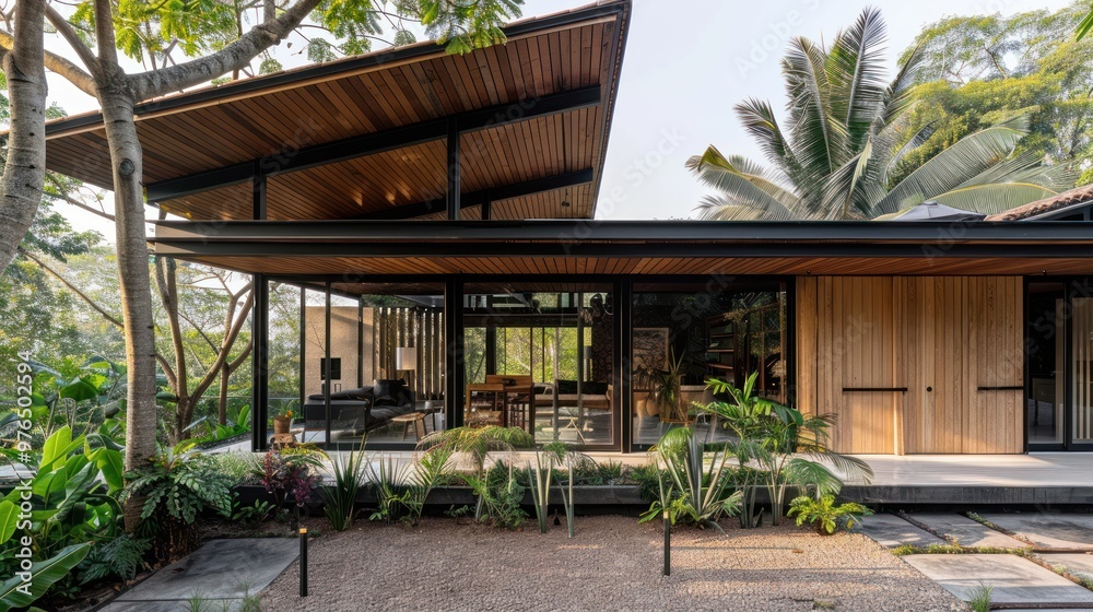 Modern House with Wooden Accents Modern House with Wooden Accents