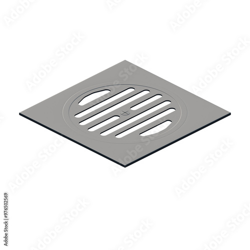 Floor Drain With Lines 3D Illustration