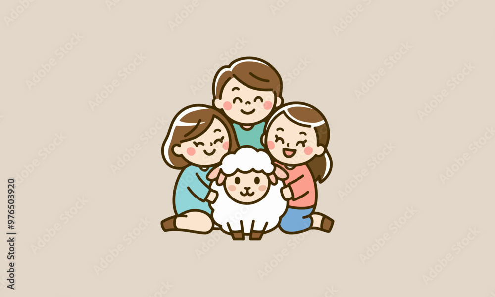 Family with sheep celebrating a special occasion. Family with sheep celebrating a special occasion.