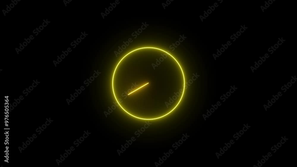 Clock icon. watch timer, Glowing neon clock icon , various color on black background Clock icon. watch timer, Glowing neon clock icon , various color on black background