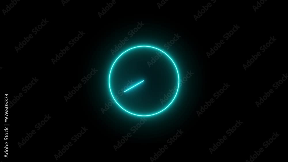 Clock icon. watch timer, Glowing neon clock icon , various color on black background Clock icon. watch timer, Glowing neon clock icon , various color on black background