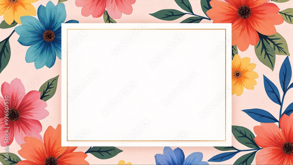 Obraz premium A white background with a flowery border