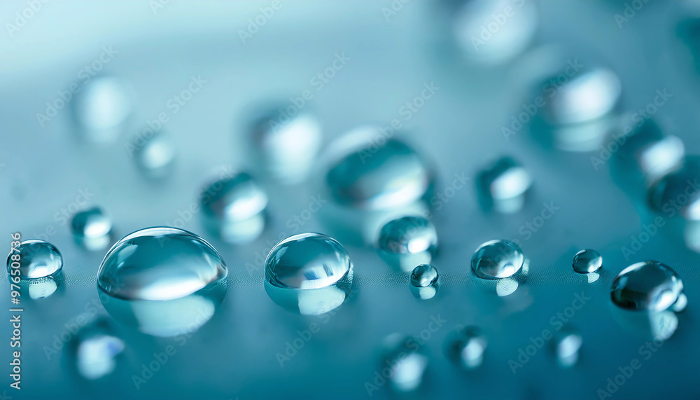 水滴 水玉 透明感 クローズアップ 液体 光反射 清潔感 ミニマリスト シンプル 細部 ぼけた背景 曲線 水の表面 ガラス効果 爽やか 柔らかい質感 光沢 冷たさ フォトリアリズム 滑らか 表面