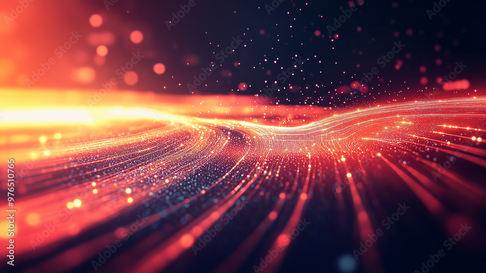 Fototapeta premium Futuristic abstract background with radiant glowing lines and particles