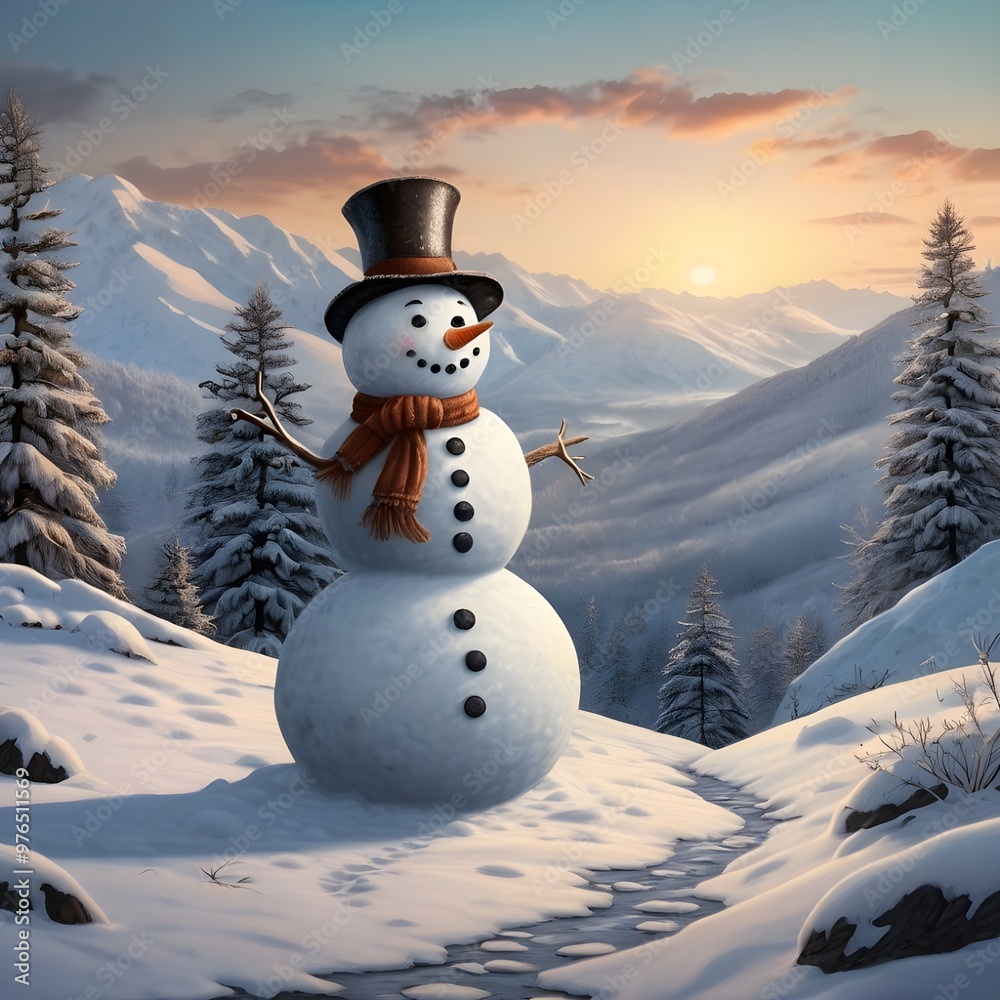 Obraz premium snowman in the snow