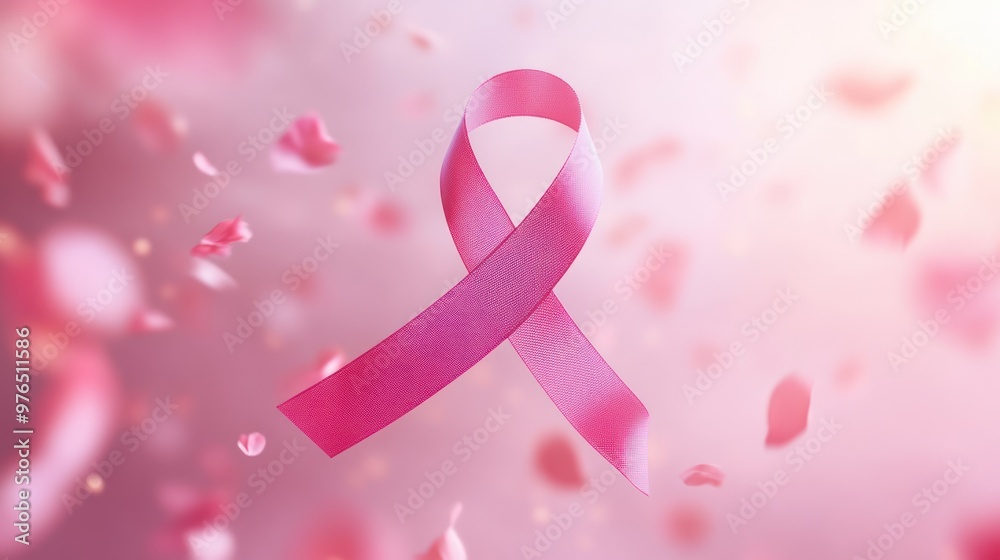 Pink Ribbon Awareness with Falling Petals Pink Ribbon Awareness with Falling Petals