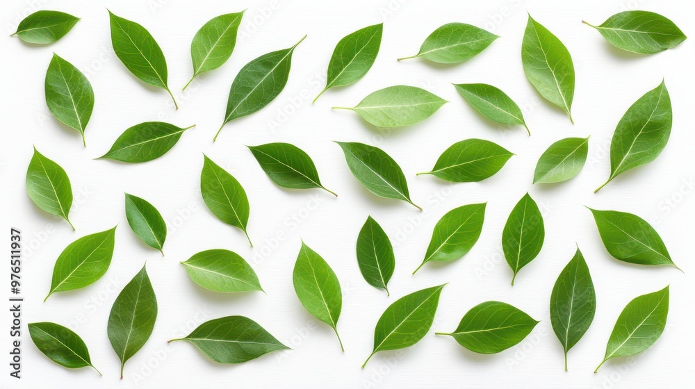 Green Leaves on White Background Green Leaves on White Background