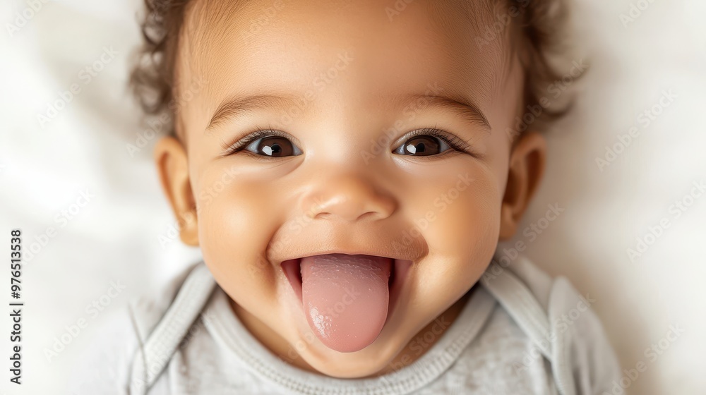 Happy Baby Boy Sticking Tongue Out Close Up Portrait Happy Baby Boy Sticking Tongue Out Close Up Portrait