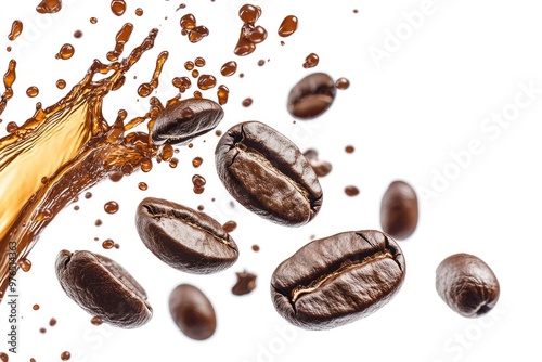 Wallpaper Mural Coffee Splash with Coffee Beans on White Background , ai Torontodigital.ca