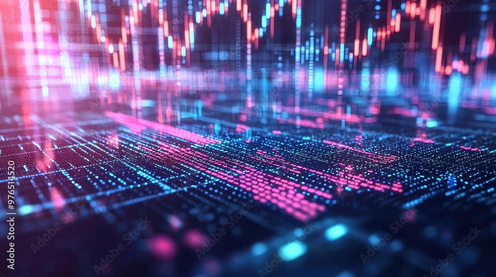 A colorful, abstract image of a cityscape with a lot of lines and dots A colorful, abstract image of a cityscape with a lot of lines and dots