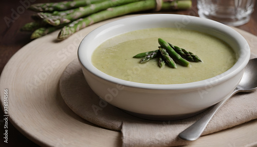 bowl of cream of asparagus soup
