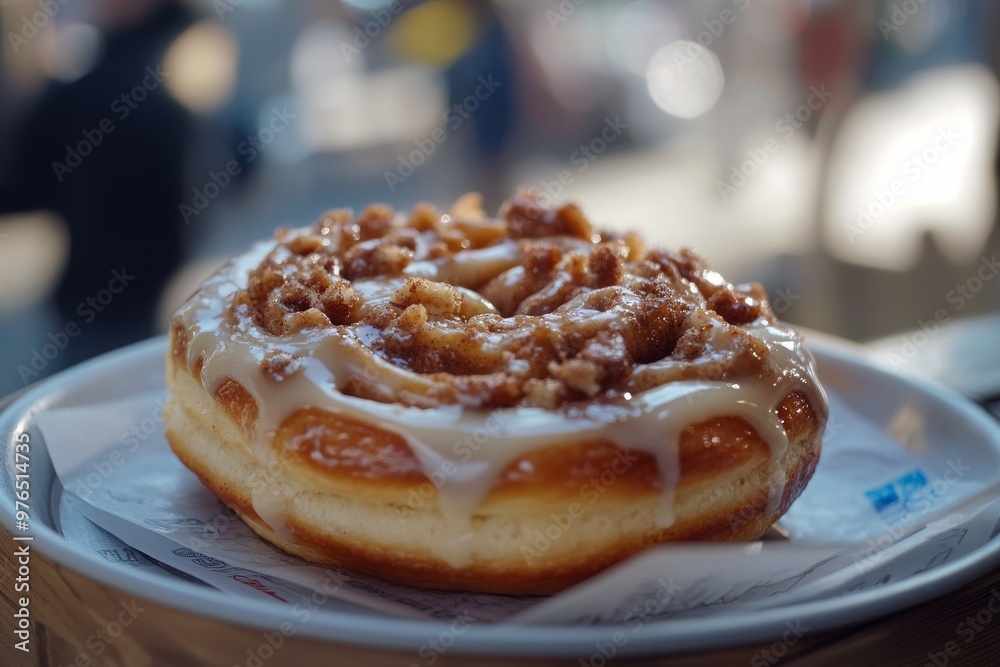 Cinnamon Roll, A sweet roll made from dough flavored with cinnamon and sugar, often topped with a cream cheese or glaze icing. Cinnamon Roll, A sweet roll made from dough flavored with cinnamon and sugar, often topped with a cream cheese or glaze icing.