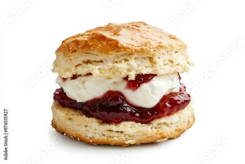 Wallpaper Mural Scone, A slightly sweet, crumbly bread often enjoyed with clotted cream and jam, popular in British breakfasts. isolated on white background Torontodigital.ca