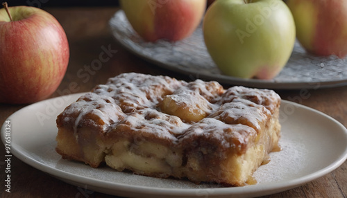 piece of apple fritter cake on a plate