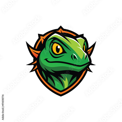 Lizard head mascot logo design vector template. This illustration can be used as a sport team logo, mascot branding, corporate identity, etc. photo