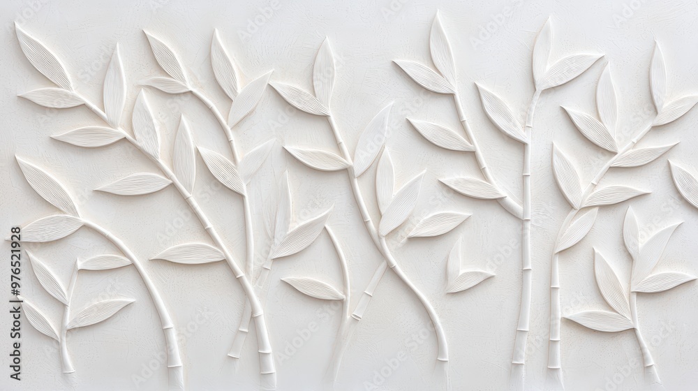 White Bamboo Wall Art D Relief Texture Modern Design White Bamboo Wall Art D Relief Texture Modern Design