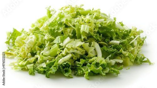 Obraz na płótnie Pile of sliced lettuce on a white background w salonie