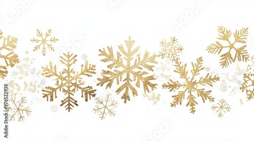 Wallpaper Mural Luxury Snowflakes Border A seamless flow of gold snowflakes gently falling over a white background Torontodigital.ca