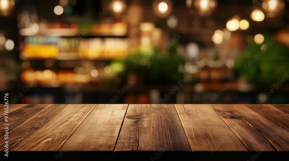 A rustic wooden tabletop with a blurred background of a bustling market, showcasing the warmth of the setting and creating a inviting ambiance for product placement.
