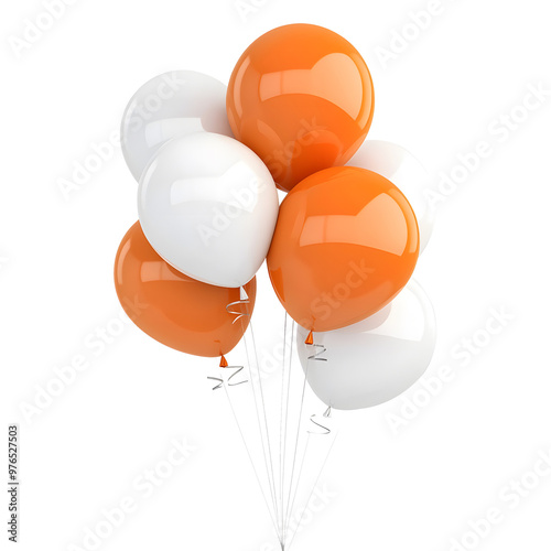 White  orange balloons isolated on transparent background
