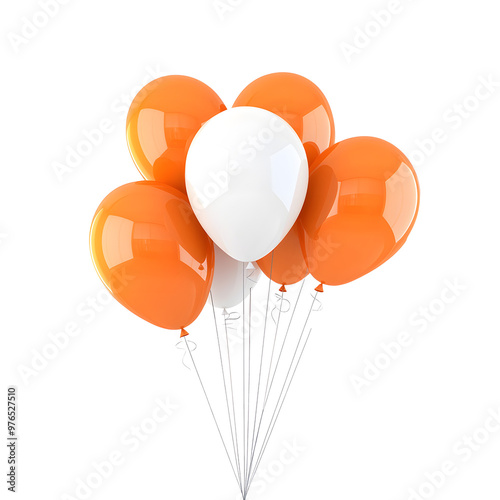White  orange balloons isolated on transparent background
