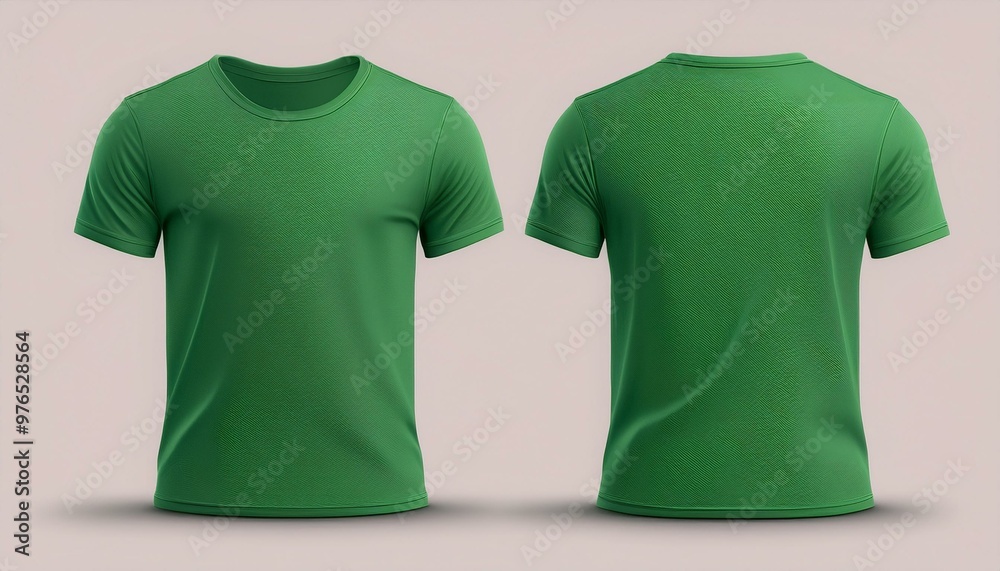 Blank green clean t-shirt mockup isolated in front and back views 3D rendering Blank green clean t-shirt mockup isolated in front and back views 3D rendering