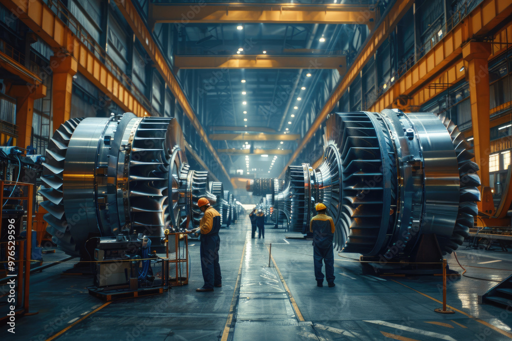 Fototapeta premium The huge machine parts in the workshop