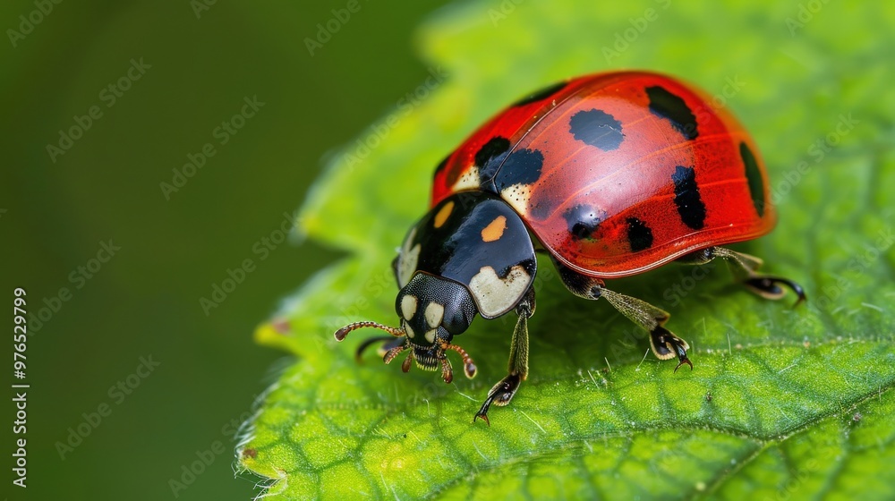 Macro Photography of a Ladybug on a Green Leaf Macro Photography of a Ladybug on a Green Leaf