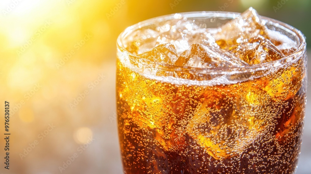 Closeup of Sparkling Iced Soda with Ice Cubes Closeup of Sparkling Iced Soda with Ice Cubes