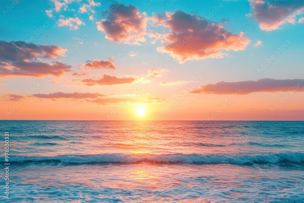 Horizon Sea Sky Background, Sunset sky clouds over sea in the evening with Orange, Yellow sunlight Golden hour in Summer landscape, Dusk sky seascape backgrounds , ai Horizon Sea Sky Background, Sunset sky clouds over sea in the evening with Orange, Yellow sunlight Golden hour in Summer landscape, Dusk sky seascape backgrounds , ai