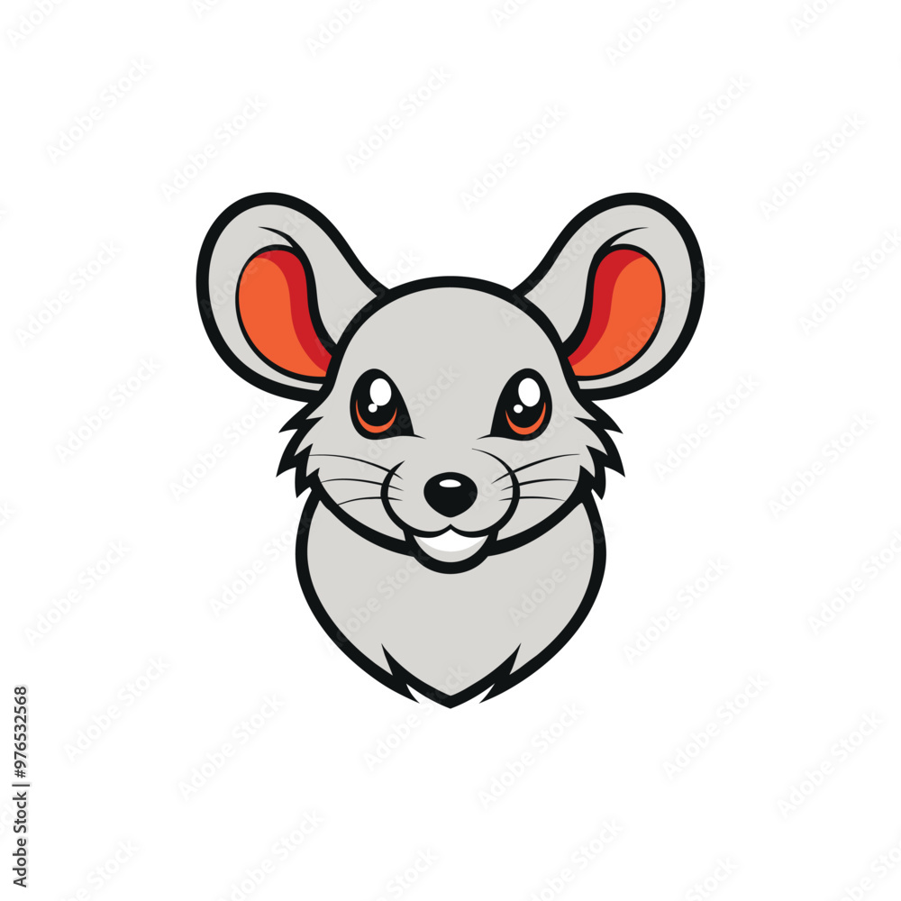 Cute little mouse head. Vector illustration isolated on white background. Cute little mouse head. Vector illustration isolated on white background.