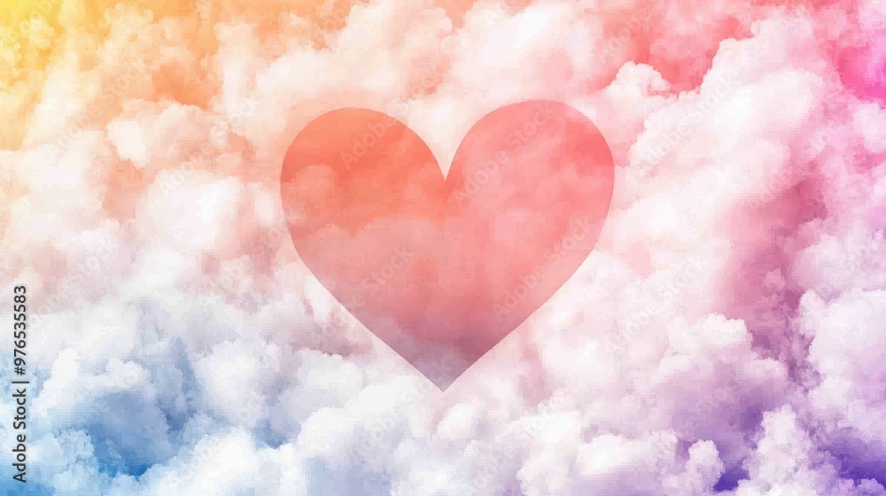 Abstract Heart Shape in Pastel Clouds Abstract Heart Shape in Pastel Clouds