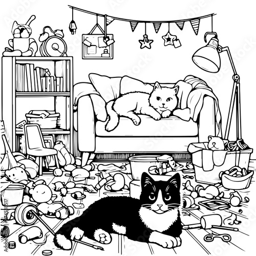 Lazy Cat Activity Illustration Coloring Book 