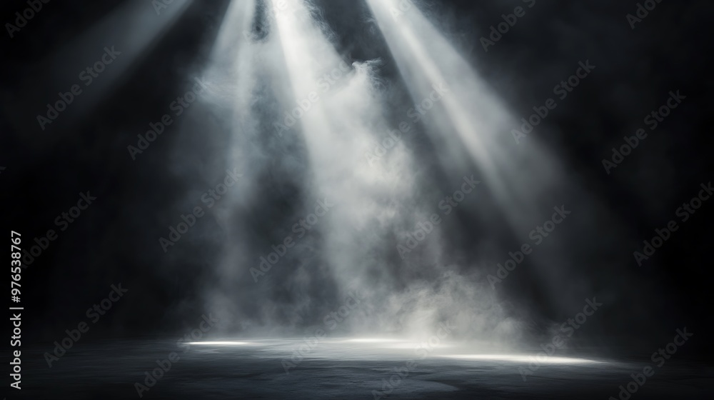 Dramatic Light Beams Illuminating a Smoky, Dark Floor Dramatic Light Beams Illuminating a Smoky, Dark Floor
