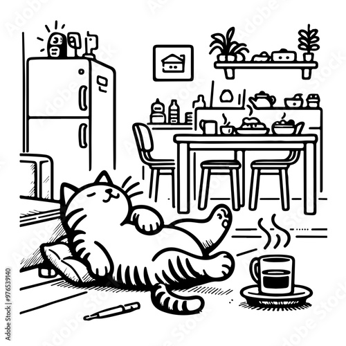 Lazy Cat Activity Illustration Coloring Book 