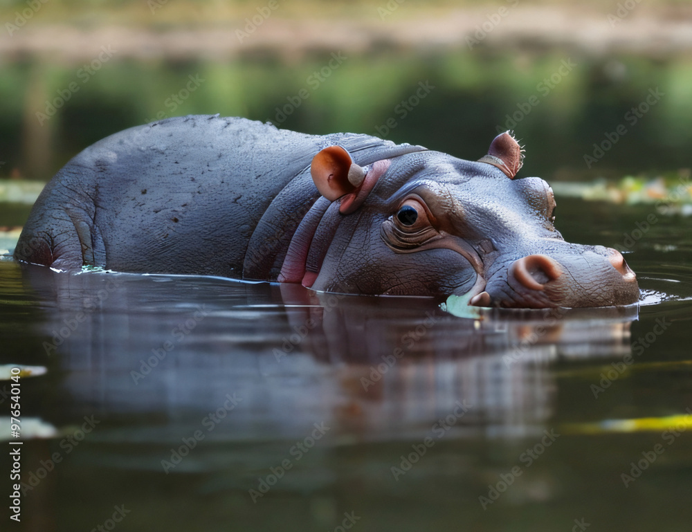 Fototapeta premium hippo relaxing in river