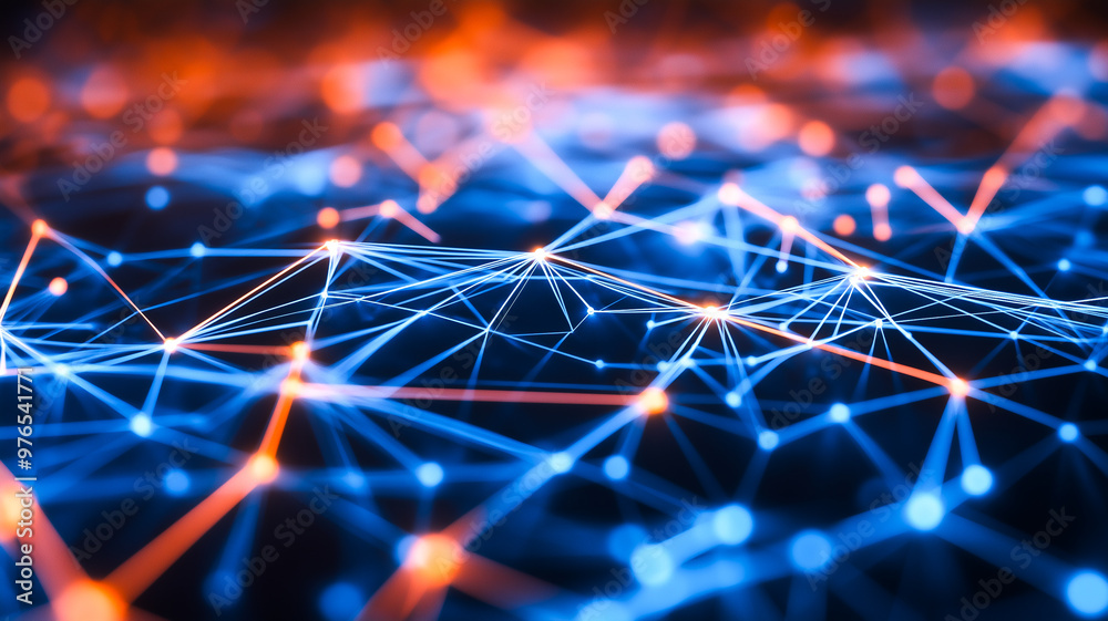Obraz premium Networked Connections in Abstract Space
