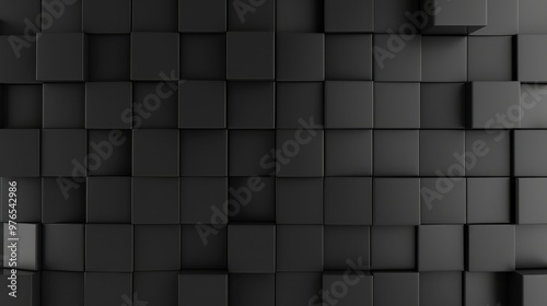 Abstract wallpaper featuring dynamic black 3D blocks, showcasing a modern and sleek design, perfect for tech-inspired environments or digital aesthetics.