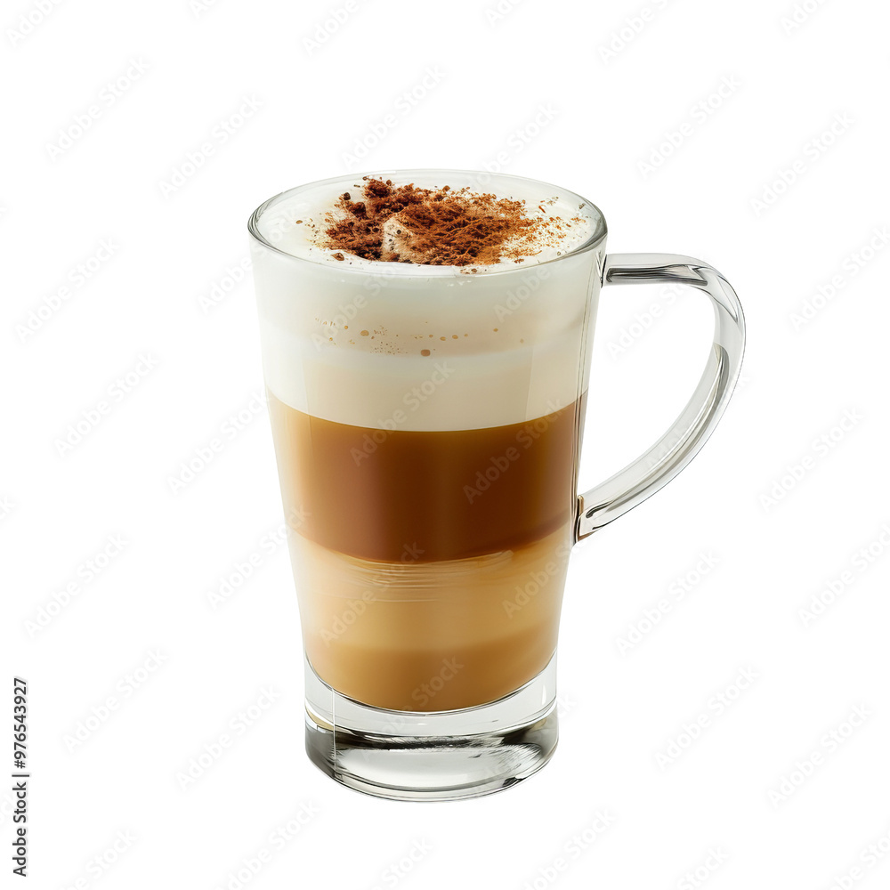 Layered Coffee Drink with Creamy Foam and Cocoa Sprinkles. Layered Coffee Drink with Creamy Foam and Cocoa Sprinkles.