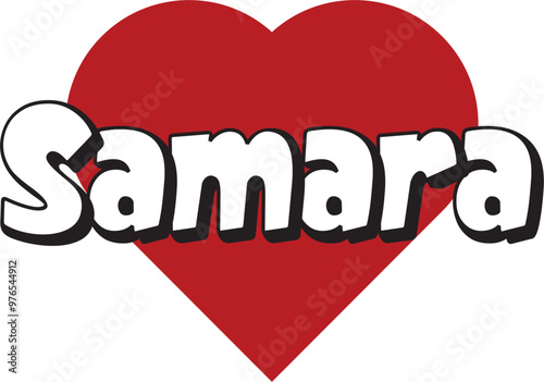 Samara city text design with red heart typographic icon design suitable for touristic promotion