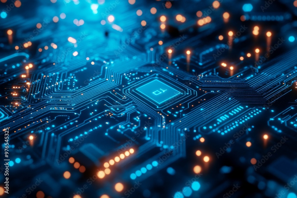 Blue circuit board background with beautiful light, representing technology, innovation, connection, data, and progress. Blue circuit board background with beautiful light, representing technology, innovation, connection, data, and progress.