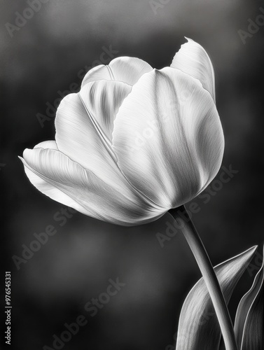 A close up of a white flower with a black background. The flower is the main focus of the image, and it is a single bloom. The black background creates a sense of contrast