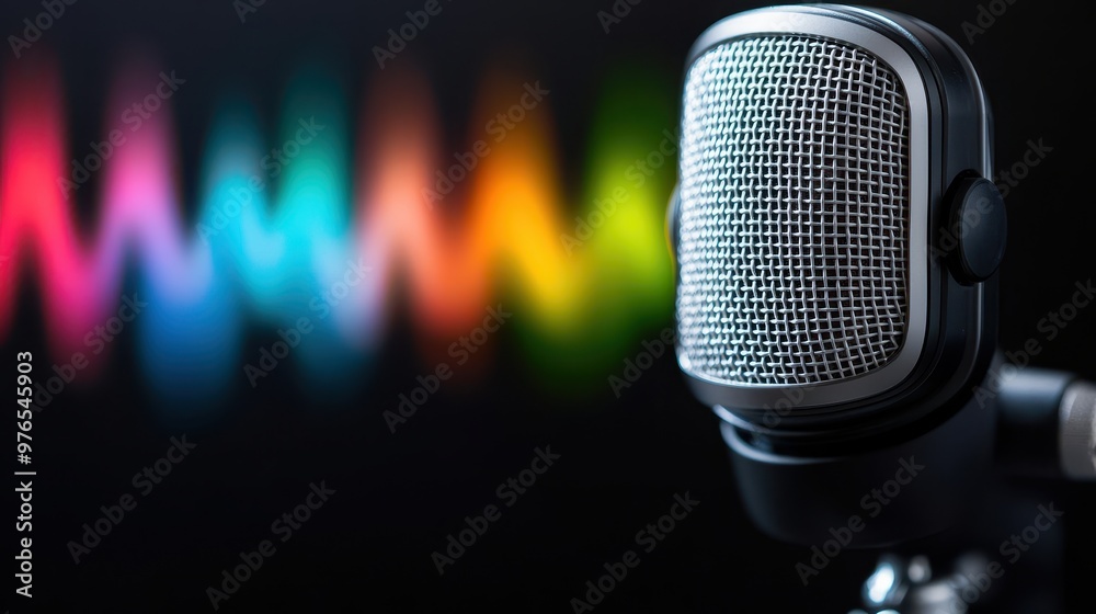 Studio Microphone with Colorful Background Studio Microphone with Colorful Background
