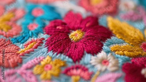 Embroidered textile backdrop, intricate designs, vibrant colors, rich textures, ideal for artistic displays, textiles showcase, enhancing visual storytelling, creative projects.