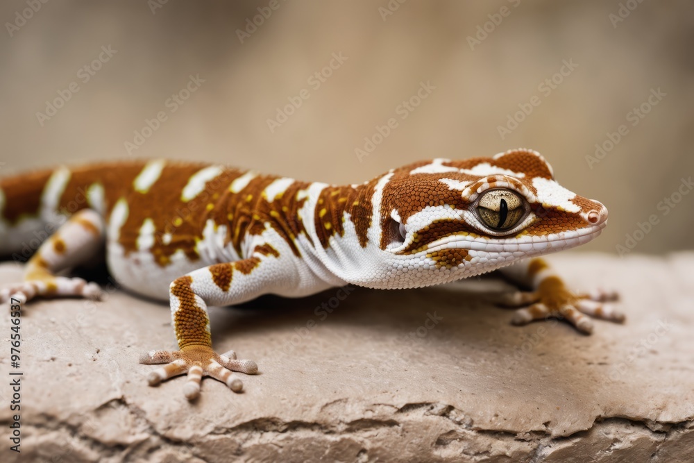 Naklejka premium leopard gecko on a rock