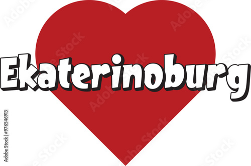 Ekaterinburg city text design with red heart typographic icon design suitable for touristic promotion