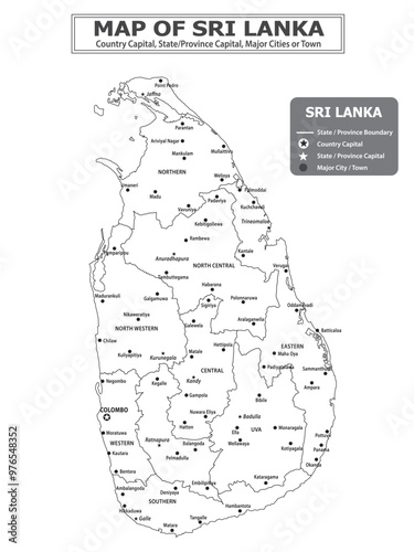 Geography Political map. Political map of country with capital, province or state capital, major cities and town.