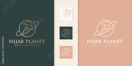 Modern and planetary women's hijab shop logo design