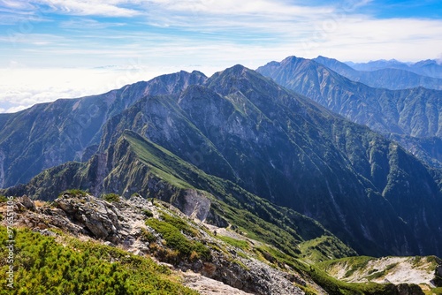 北アルプスの後立山連峰の稜線