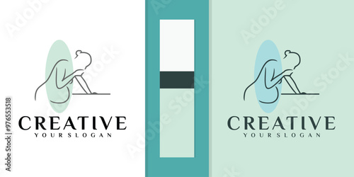 First trimester pregnant woman logo design vector